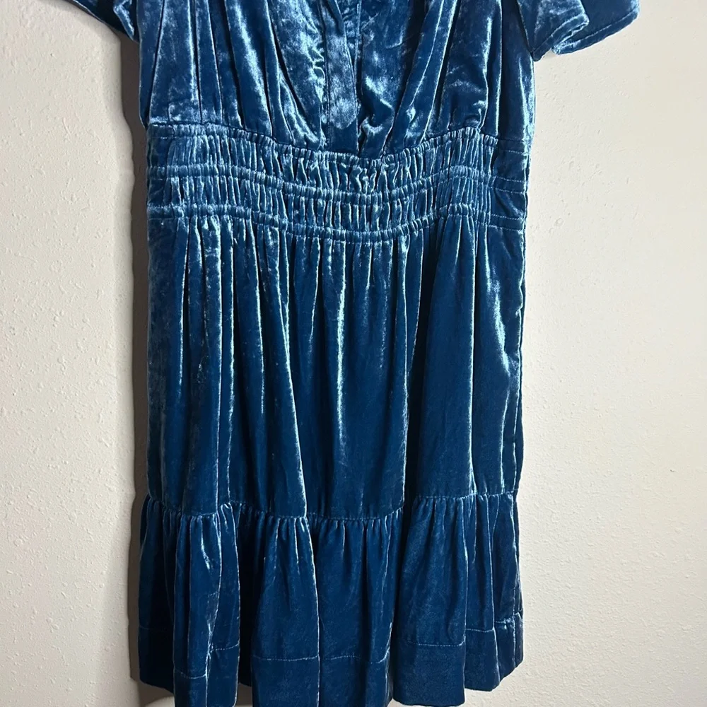 Anthropologie Somerset Blue Velvet Mini Dress Size M - Picture 8 of 16